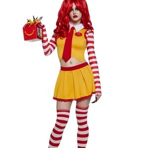 Vibrant Red and Yellow Striped Women's Costume